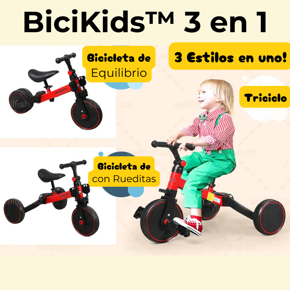 BiciKids™️ - Bicicleta Aprendizaje 3 EN 1 🚲