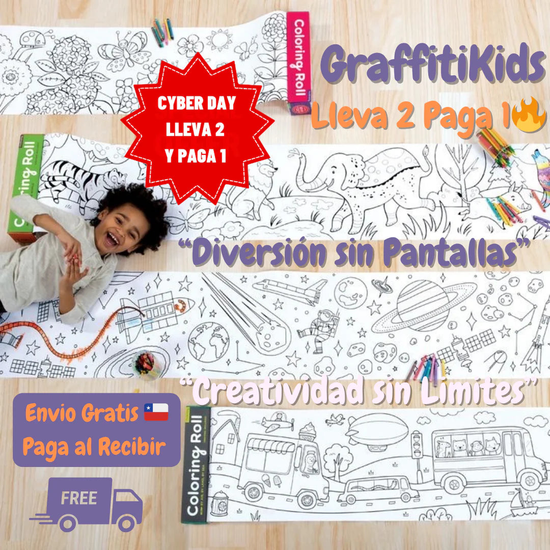 PintaKids™ - 2X1 Mega Rollo Adhesivo para Colorear 🎨