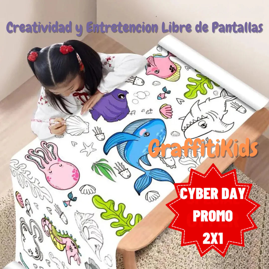 PintaKids™ - 2X1 Mega Rollo Adhesivo para Colorear 🎨