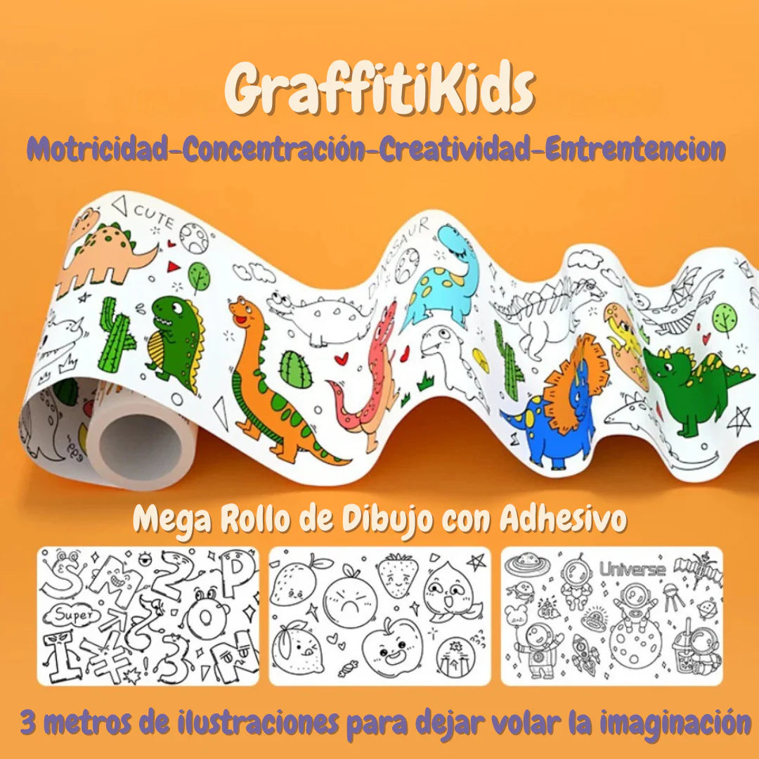 PintaKids™ - 2X1 Mega Rollo Adhesivo para Colorear 🎨