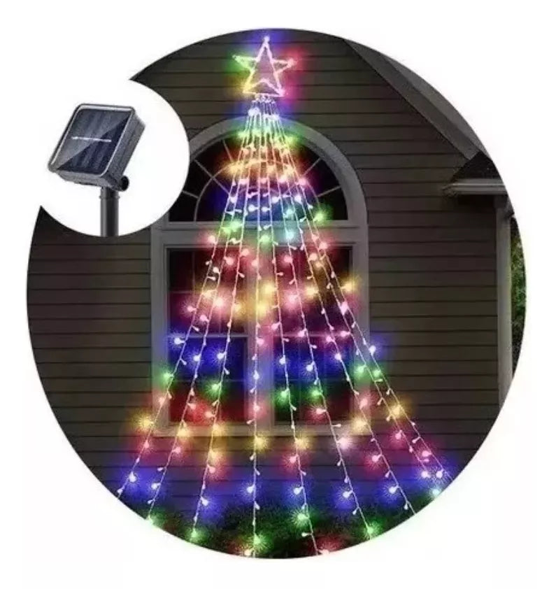 LUCES CASCADA ARBOL DE NAVIDAD SOLAR 🎄🎅✨