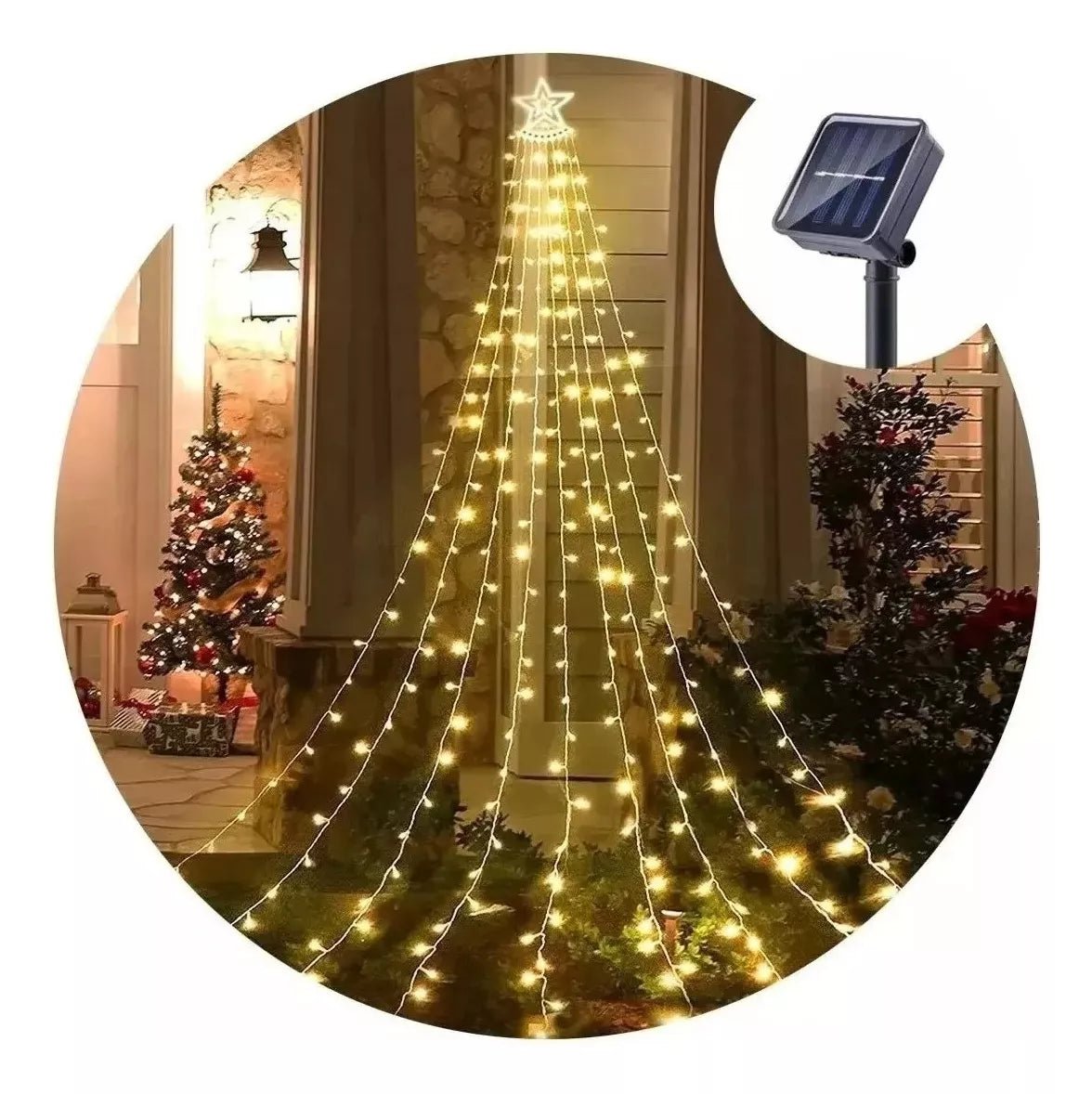 LUCES CASCADA ARBOL DE NAVIDAD SOLAR 🎄🎅✨