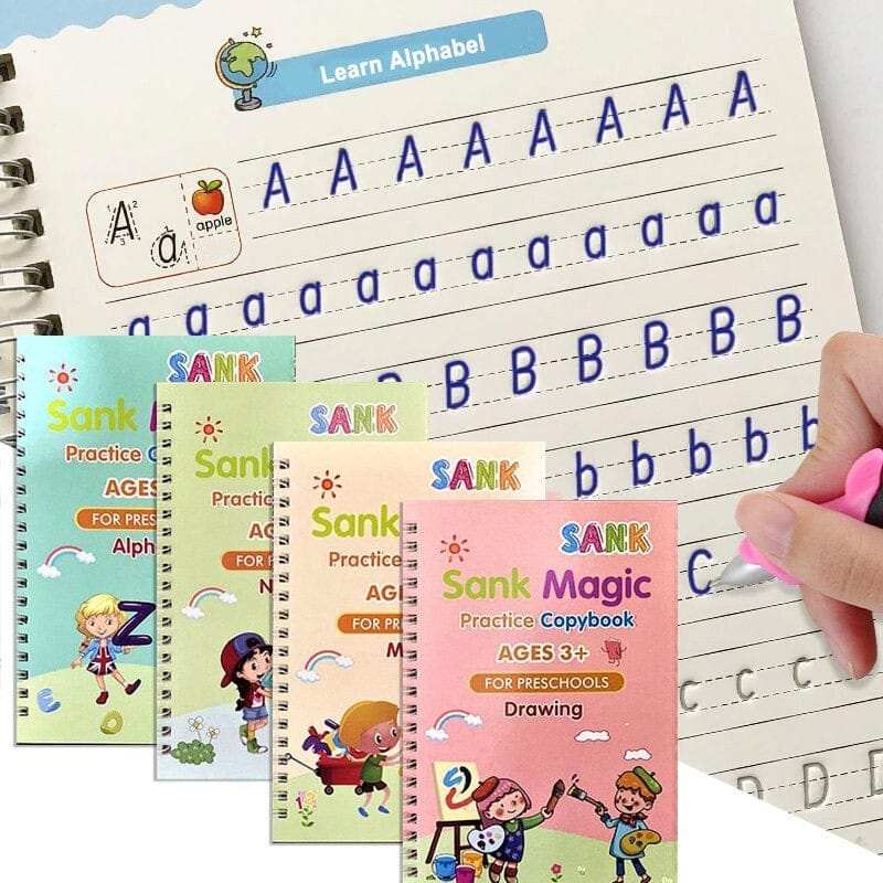 Set Cuadernos Mágicos de Caligrafía Montessori (4 Cuadernos + 10 Lapices Mágicos) ✏️📚