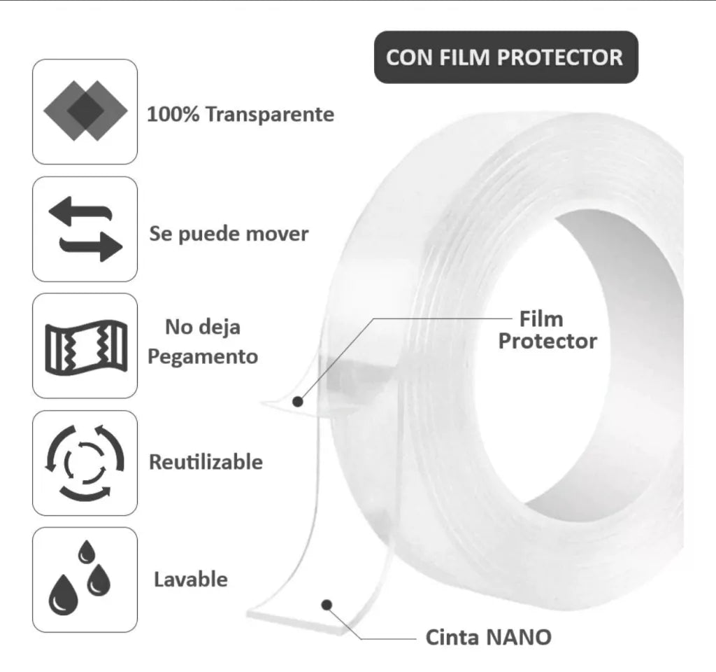 MagicTape™ - Cinta Mágica de Silicona con Doble Contacto  3 metros  ⭐